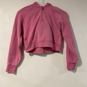 Athleta Girl Cropped Hoodie L 12 Pink Quarter Zip Sweatshirt